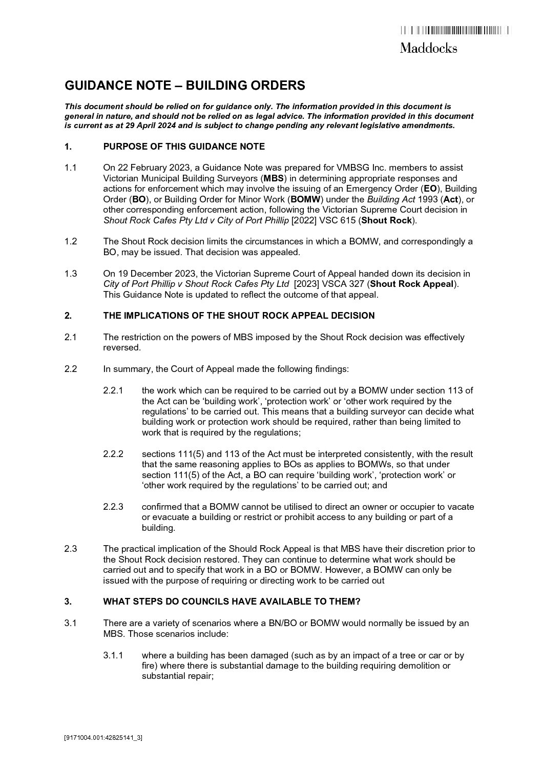 20240429 Shout Rocks Maddocks Updated Guidance Note