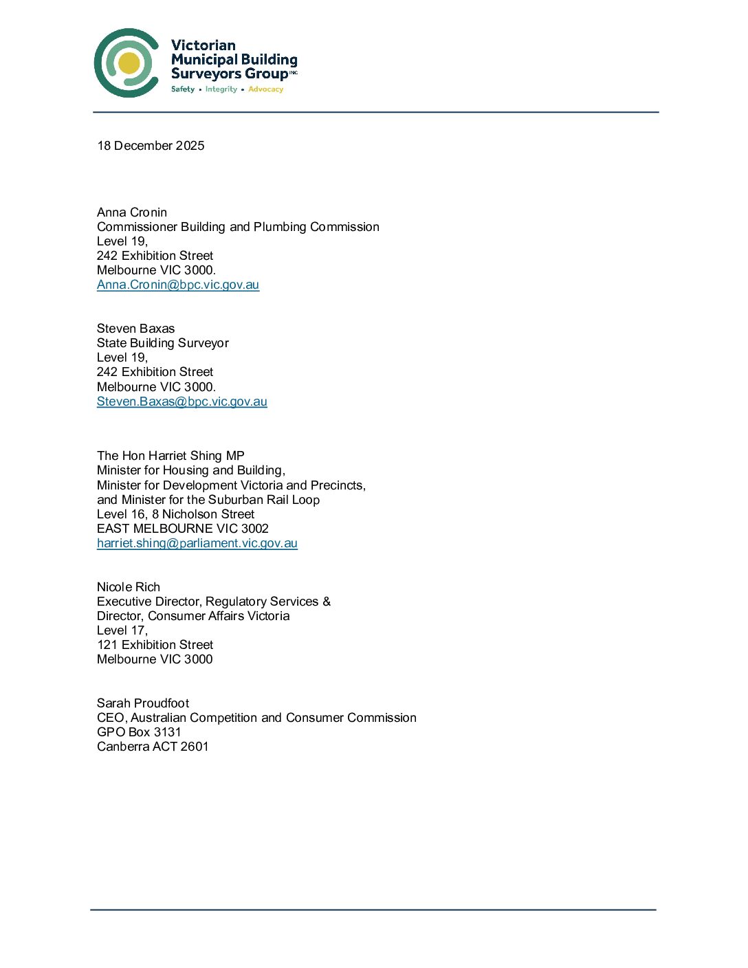 20251218 Letter – Retail Advertising & Sale of Swimming Pools & Spas & Disclosure of Relevant Regulatory Requirements